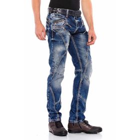 Cipo&Baxx CD563 Mavi Parçalı Dikişli Regular Erkek Kot Pantolon