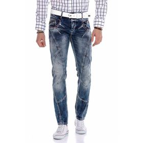 Cipo&Baxx CD563 Mavi Parçalı Dikişli Regular Erkek Kot Pantolon