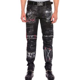 Cipo&Baxx CD571 Siyah Çizgili Boyalı Metal Erkek Jeans
