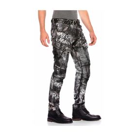 Cipo&Baxx CD572 Simli El Boyaması Kargo Erkek Kot Pantolon
