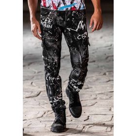 Cipo&Baxx CD572 Simli El Boyaması Kargo Erkek Kot Pantolon