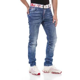 Cipo&Baxx Cd698 Gizli Cepli Parçalı Biker Mavi Kadın Kot Pantolon