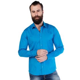 Cipo&Baxx CH125 Turkuaz Mavi Yazlık Slim Fit Spor Erkek Gömlek