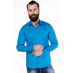 Cipo&Baxx CH125 Turkuaz Mavi Yazlık Slim Fit Spor Erkek Gömlek
