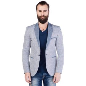 Cipo&Baxx CJ131 Sade Klasik Gri Mavi Erkek Ceket