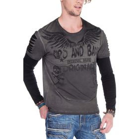 Cipo&Baxx CL265 Slim Fit Kanat Baskılı Gri Siyah Erkek Sweatshirt
