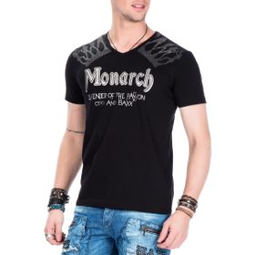 Cipo&Baxx CT377 Lustful Monarch İşlemeli Taşlı Siyah Erkek Tişört