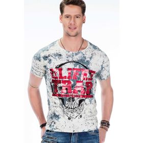 Cipo&Baxx CT410 Kurukafa Life Trap Baskılı Slim Fit Erkek Tişört