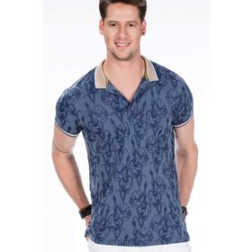 Cipo&Baxx CT451 Polo Yaka Çiçekli Desenli Lacivert Erkek Tişört
