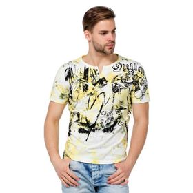 Cipo&Baxx CT457 Kartal Desenli Racing Sarı Erkek Tişört