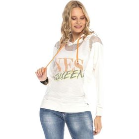 Cipo&Baxx Wl240 File Detaylı Kapşonlu Ekru Kadın Sweatshirt
