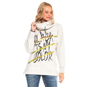 Cipo&Baxx Wl242 Şal Yaka Uzun Ekru Kadın Sweatshirt