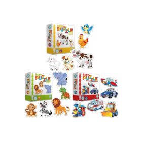 Circle Toys 3 Araçlar ve Hayvanlar Bebek Eğitici Puzzle Seti
