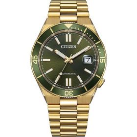 Citizen Gts Mechanical Nj0232-53x Altın Rengi Yeşil Çelik Erkek Kol Saati