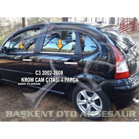 Citroen C3 2002-2009 Paslanmaz Çelik 4 Parça Krom Cam Çıtası