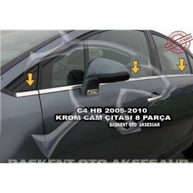 Citroen C4 Hb 2005-2010 8 Parça Paslanmaz Çelik Cam Çıtası