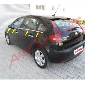 Citroen C4 HB Tk 2005-2010 Paslanmaz Çelik 8 Parça Krom Cam Çıtası