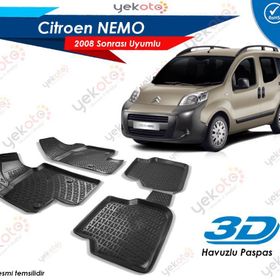 Citroen Nemo 2008 Sonrası Siyah 3D Havuzlu Paspas