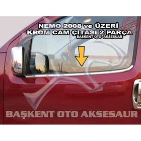 Citroen Nemo 2008 Üzeri Paslanmaz Çelik 2 Parça Krom Cam Çıtası
