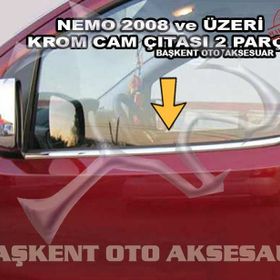 Citroen Nemo 2008 Üzeri Paslanmaz Çelik 2 Parça Krom Cam Çıtası