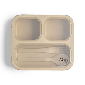 Citron 1061015 Beige Çatal ve Kaşıklı Bento Beslenme Kutusu Seti