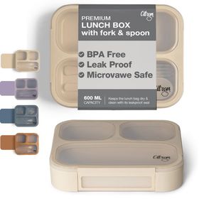 Citron 1061015 Beige Çatal ve Kaşıklı Bento Beslenme Kutusu Seti