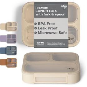 Citron 1061015 Beige Çatal ve Kaşıklı Bento Beslenme Kutusu Seti