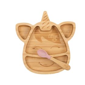 Citron 1073551 Unicorn Bölmeli Organik Bambu Çocuk Yemek Takımı