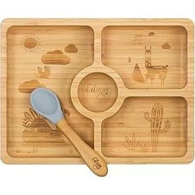 Citron 1073568 Bölmeli Organik Bambu Kare Yemek Takımı
