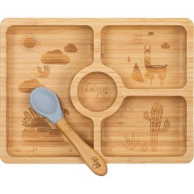 Citron 1073568 Bölmeli Organik Bambu Kare Yemek Takımı