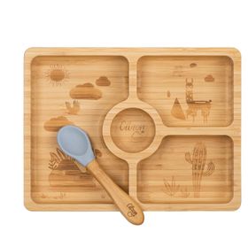 Citron 1073568 Bölmeli Organik Bambu Kare Yemek Takımı