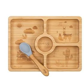 Citron 1073568 Bölmeli Organik Bambu Kare Yemek Takımı