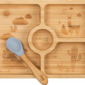 Citron 1073568 Bölmeli Organik Bambu Kare Yemek Takımı