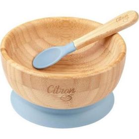 Citron 1073605 Blue Vakum Tabanlı Organik Bambu Kase Seti