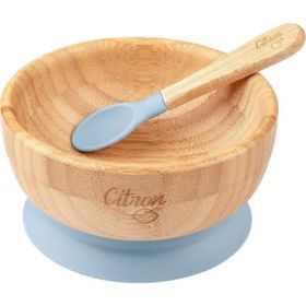 Citron 1073605 Blue Vakum Tabanlı Organik Bambu Kase Seti