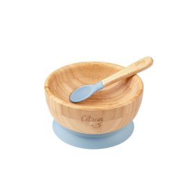 Citron 1073605 Blue Vakum Tabanlı Organik Bambu Kase Seti