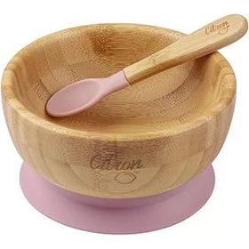 Citron 1073612 Blush Pink Vakum Tabanlı Organik Bambu Kase Seti