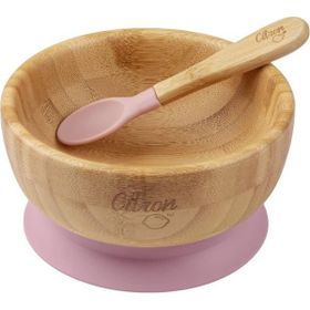 Citron 1073612 Blush Pink Vakum Tabanlı Organik Bambu Kase Seti
