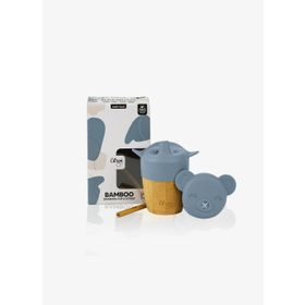 Citron 1073636 Blue 2'si 1 Arada Kapaklı ve Pipetli Organik Bambu Alıştırma Bardağı