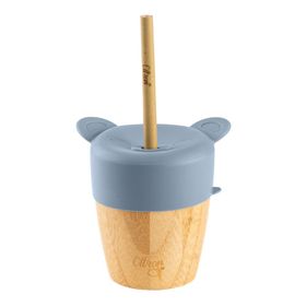 Citron 1073636 Blue 2'si 1 Arada Kapaklı ve Pipetli Organik Bambu Alıştırma Bardağı