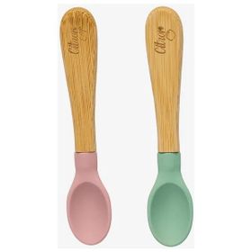 Citron 1073667 Green Pink 2'li Organik Bambu Kaşık Seti