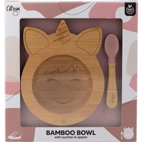 Citron 1073704 Unicorn Vakum Tabanlı Organik Bambu Kase Seti