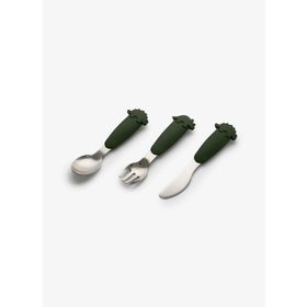 Citron 1286050 Dino 3'lü Silikon Saplı Paslanmaz Çelik Çatal - Bıçak ve Kaşık Takımı