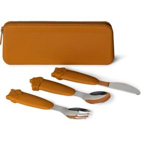 Citron 1286418 Caramel Çantalı Silikon Saplı Paslanmaz Çelik Çatal Bıçak ve Kaşık Takımı