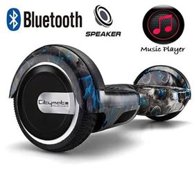 Citymate CS-600 Kasa Siyah Kurukafa Grafity 6.5 Bluetooth Hoparlörlü Elektrikli Kaykay Hoverboard ve Çanta