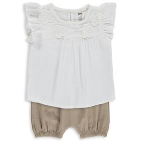 Civil Baby Çiçek Aksesuarlı 6-18 Ay Ekru Takım