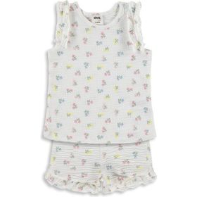 Civil Baby Çiçek Empirme 6-18 Ay Ekru Takım