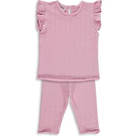Civil Baby Çizgi Raporlu Papatya Düğmeli 6-18 Ay Pembe Takım