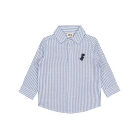 Civil Baby Dinozor Nakışlı Çizgili 6-18 Ay Mavi Gömlek