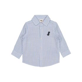 Civil Baby Dinozor Nakışlı Çizgili 6-18 Ay Mavi Gömlek